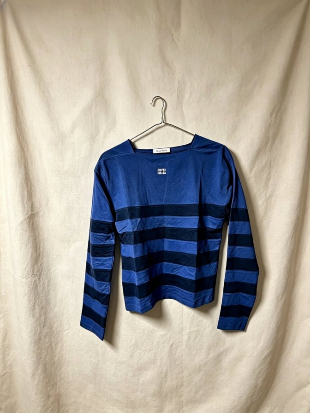 Miu Miu Navy Stripe Tee Shirt Size Medium